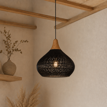 Vintage Rattan Deckenleuchte