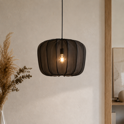Japanische Wabi-Sabi Stoff Quadratische Pendelleuchte