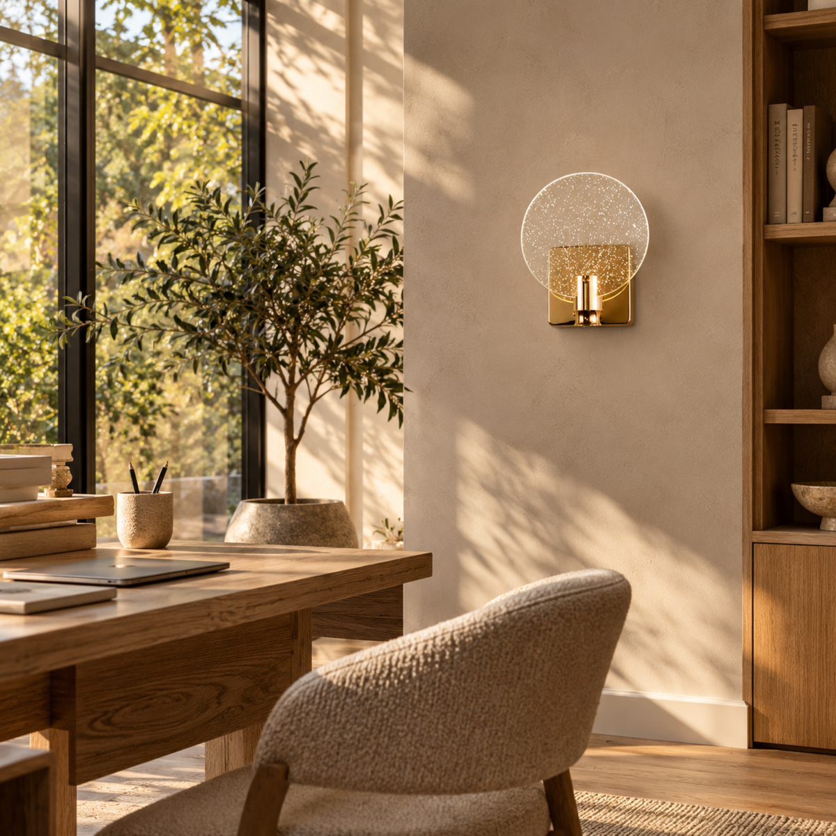 Goldene Kristall Glas Edelstahl LED Wandleuchte
