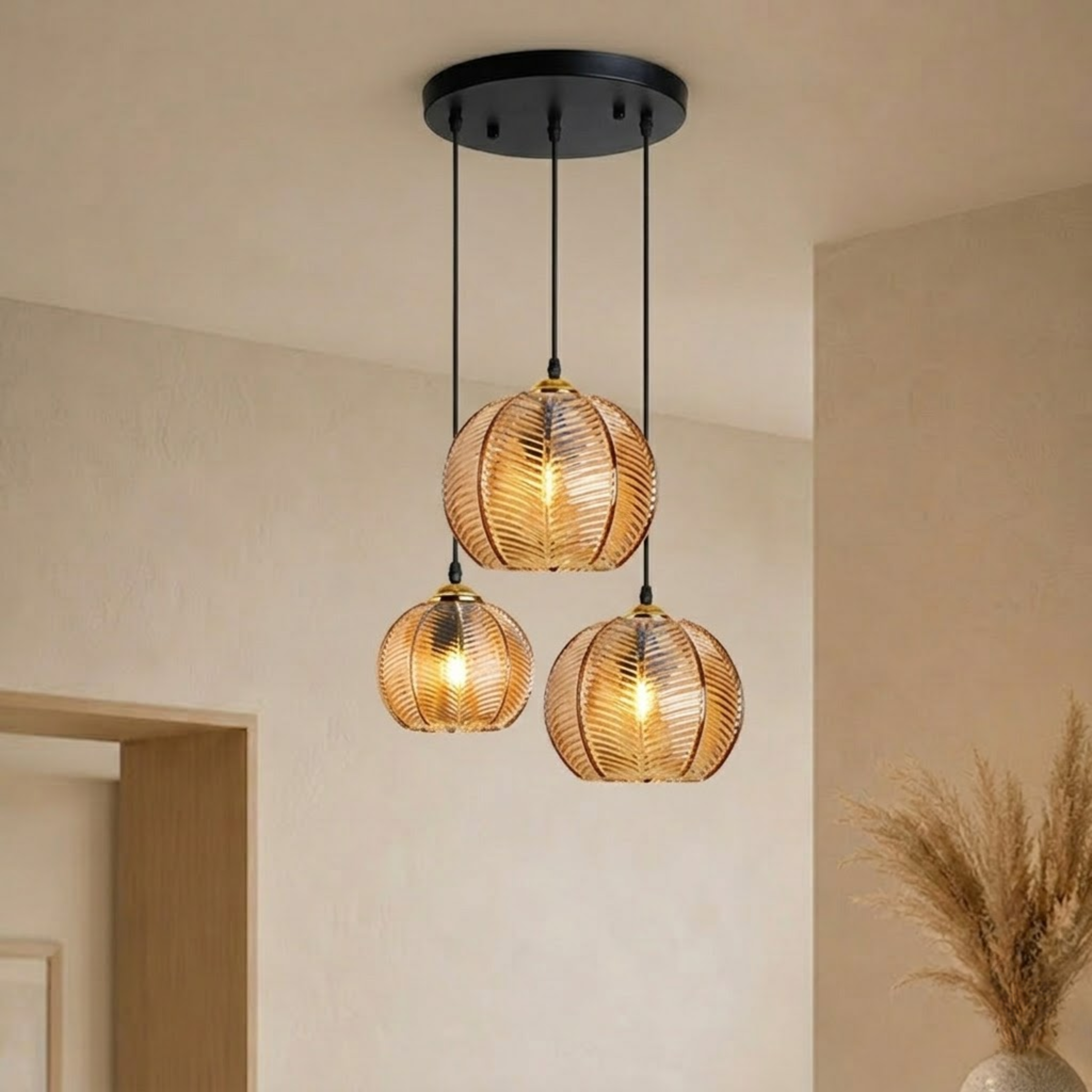 Moderne Gestreifte Glas Hängelampe