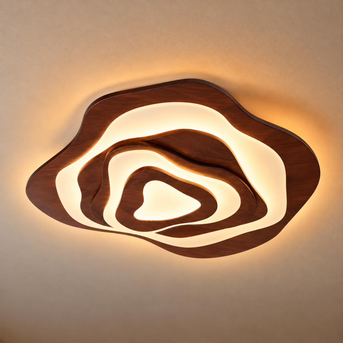 Skandinavische Massivholz LED Deckenleuchte