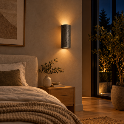 Rustikale LED-Wandleuchte in Steinoptik