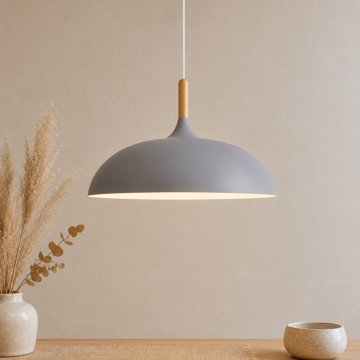 Minimalistische Holz Aluminium Pendelleuchte