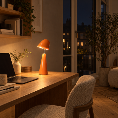Moderne Kabellose Tischlampe mit Kegelschirm