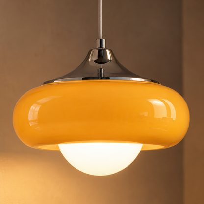 Nordische Retro Glaspendelleuchte im Bauhaus Stil