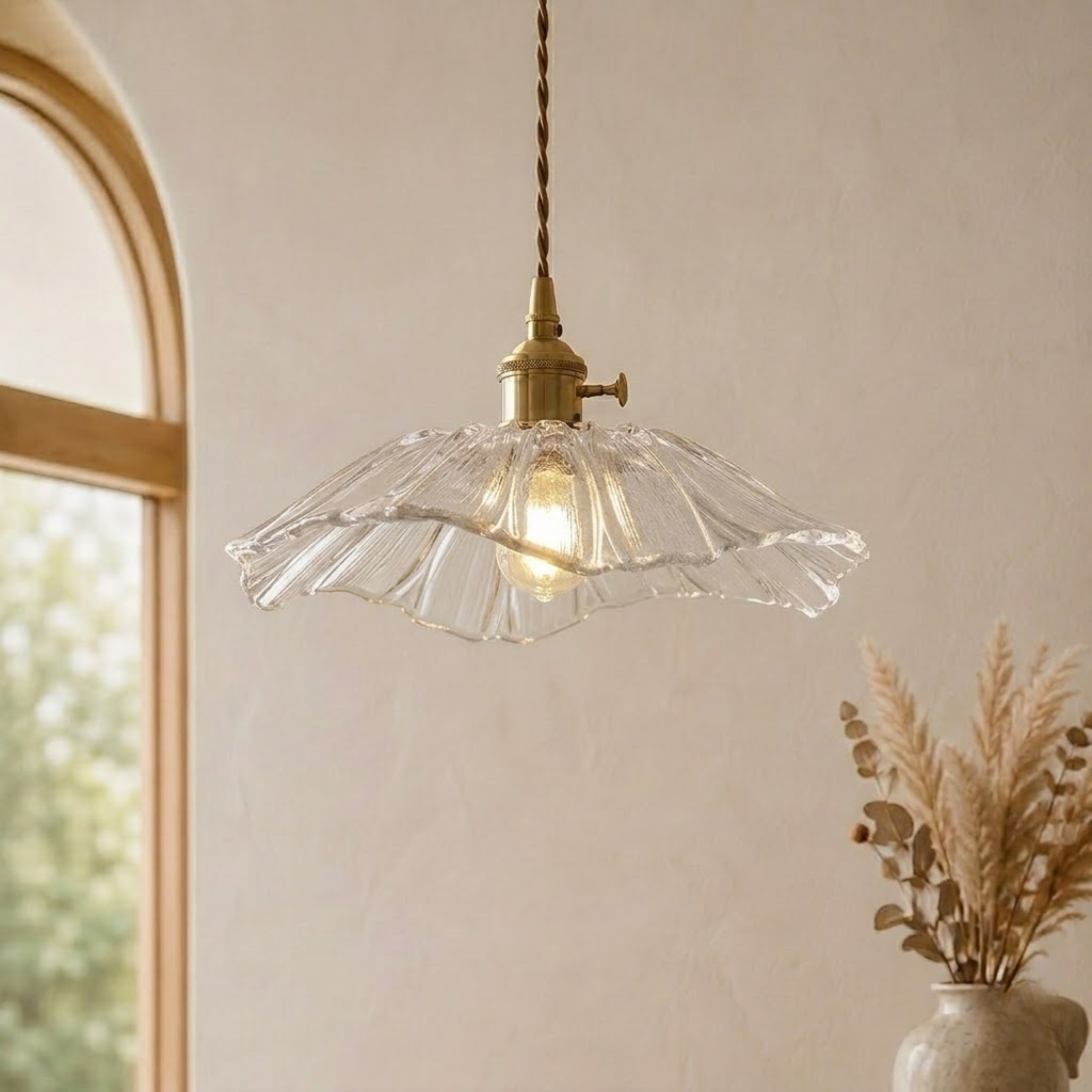 Moderne Glas Blumen LED Pendelleuchte