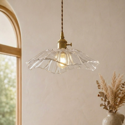 Moderne Glas Blumen LED Pendelleuchte