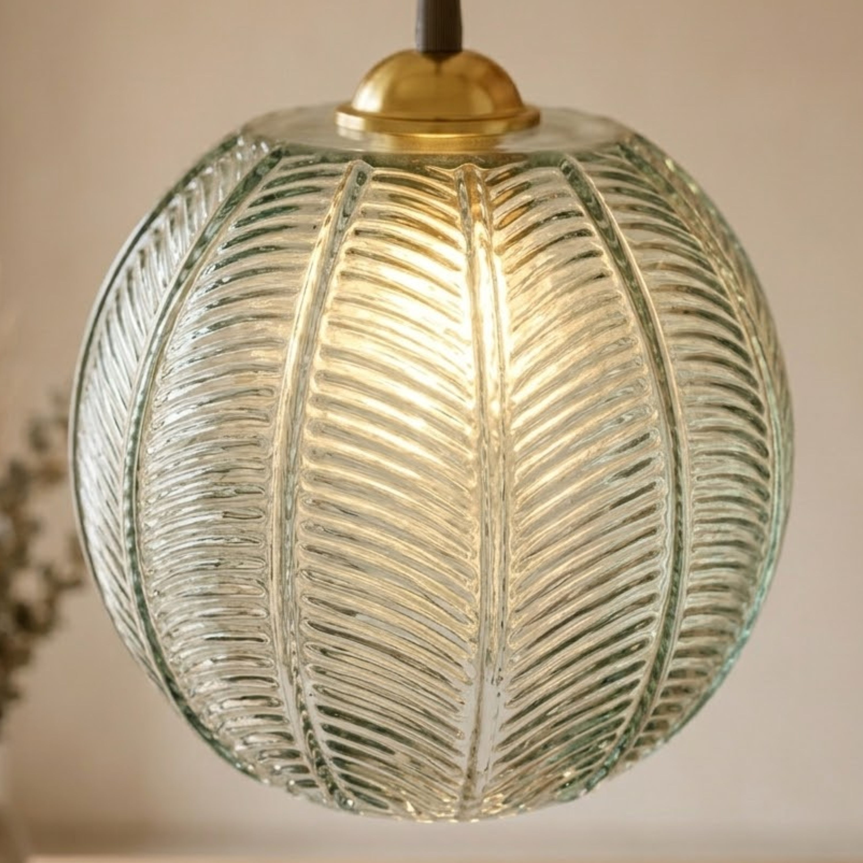 Glas Blattmuster Pendelleuchte
