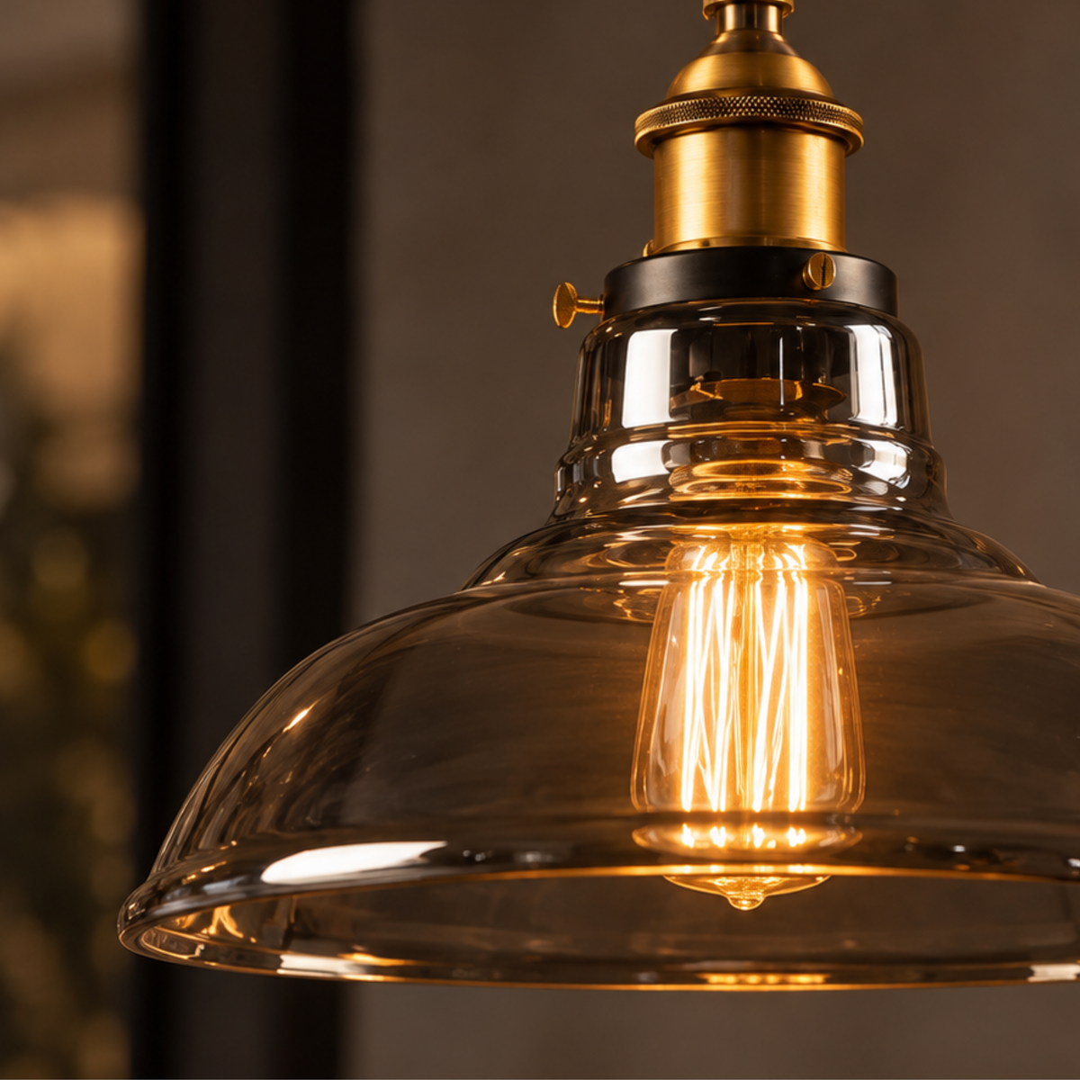 Vintage Glas Pendelleuchte im Industrial Stil