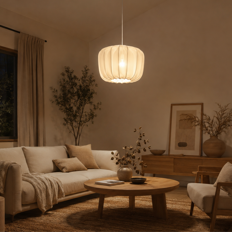 Japanische Wabi-Sabi Stoff Quadratische Pendelleuchte