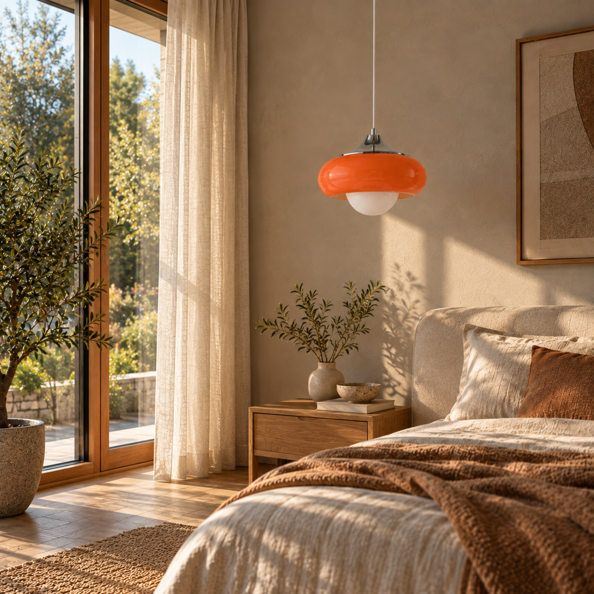 Nordische Retro Glaspendelleuchte im Bauhaus Stil