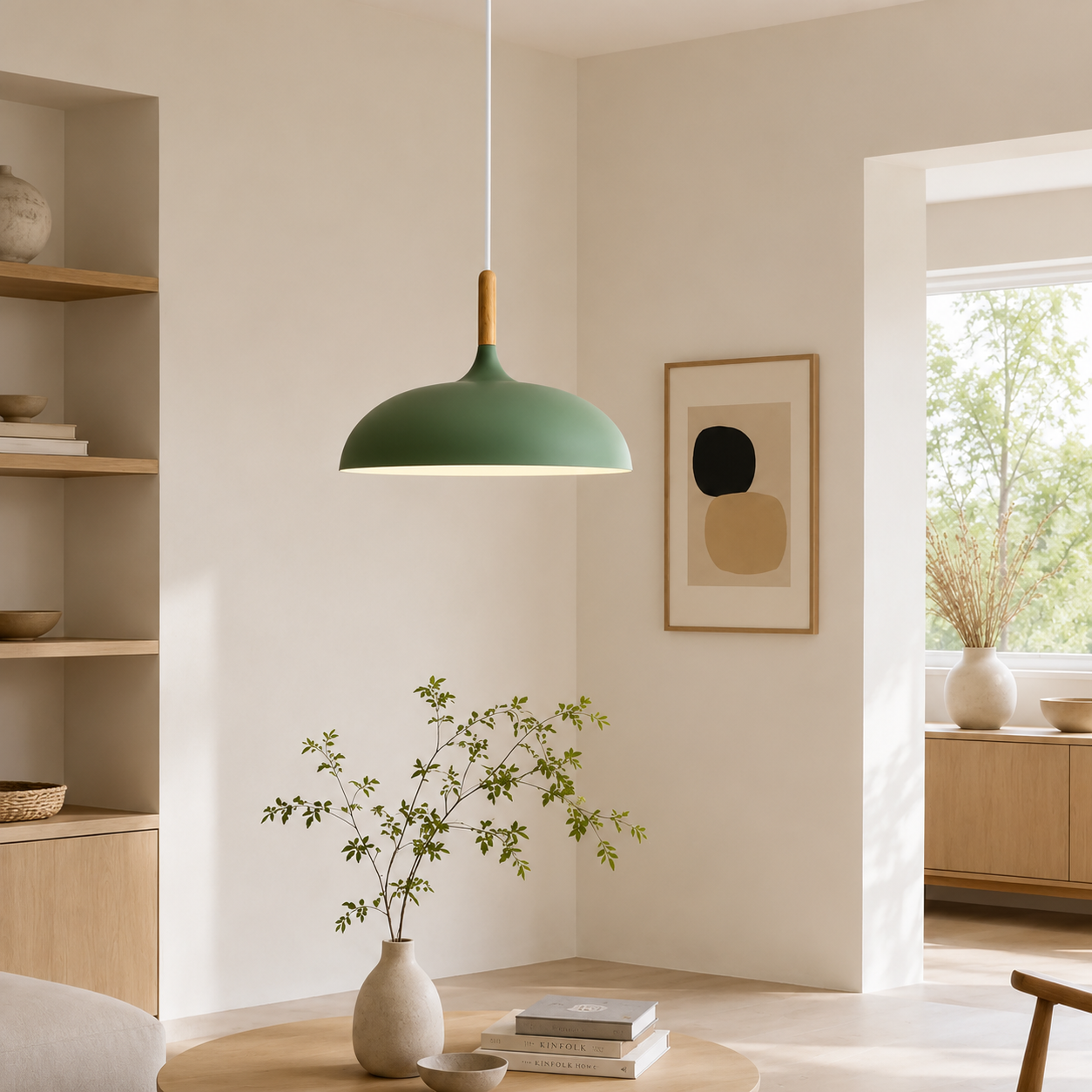 Minimalistische Holz Aluminium Pendelleuchte