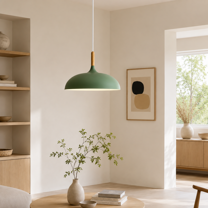 Minimalistische Holz Aluminium Pendelleuchte