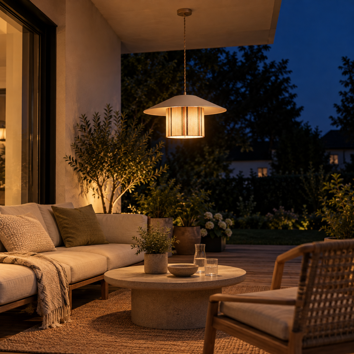 Japanische Wabi-Sabi Gestreifte Stoff Pendelleuchte