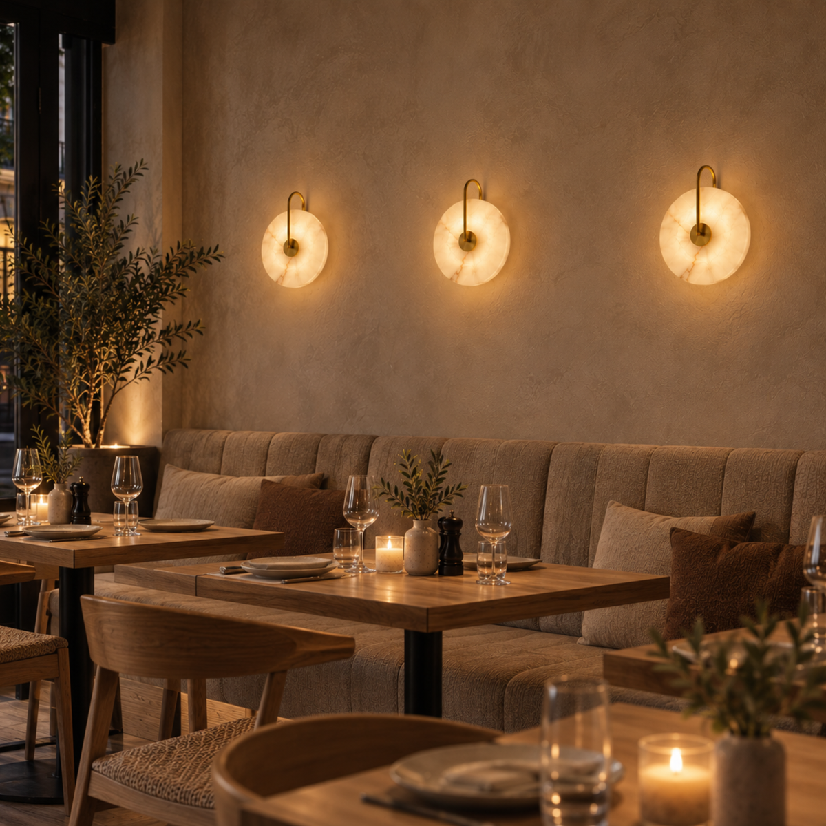 Runde Marmor LED Wandlampe