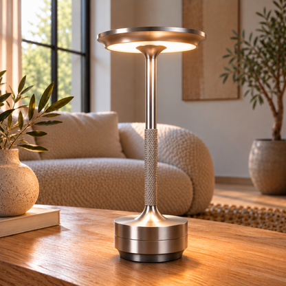 Moderne Kabellose Wiederaufladbare LED Tischlampe aus Aluminium