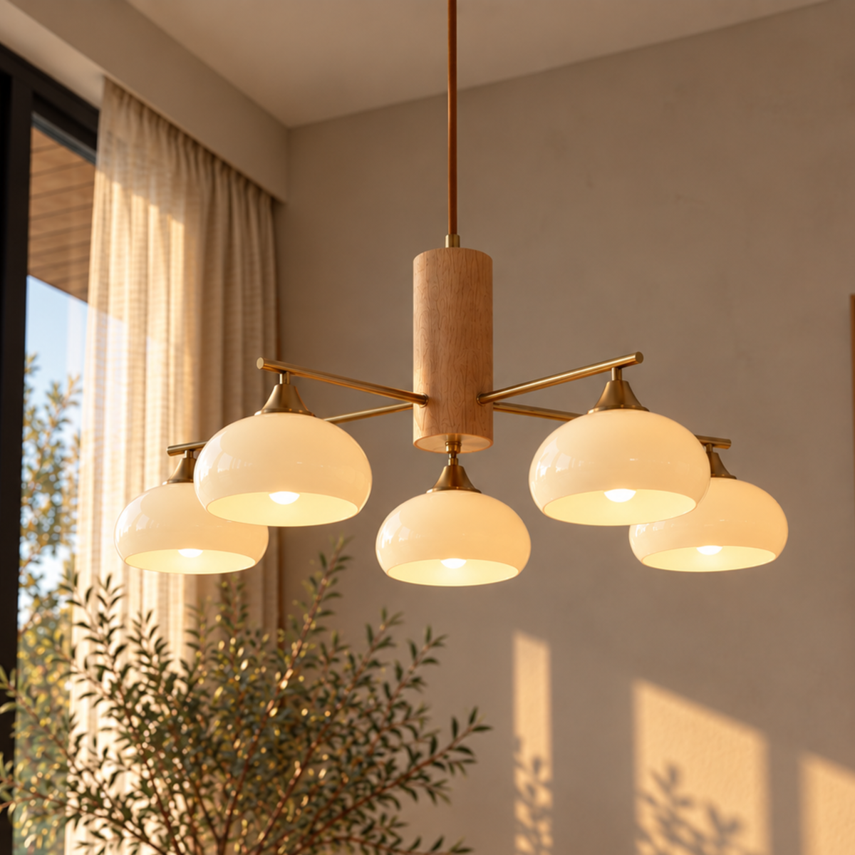Elegante Mid-Century Glas Pendelleuchte