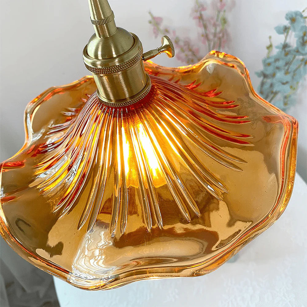Vintage Glas & Kupfer Hängeleuchte