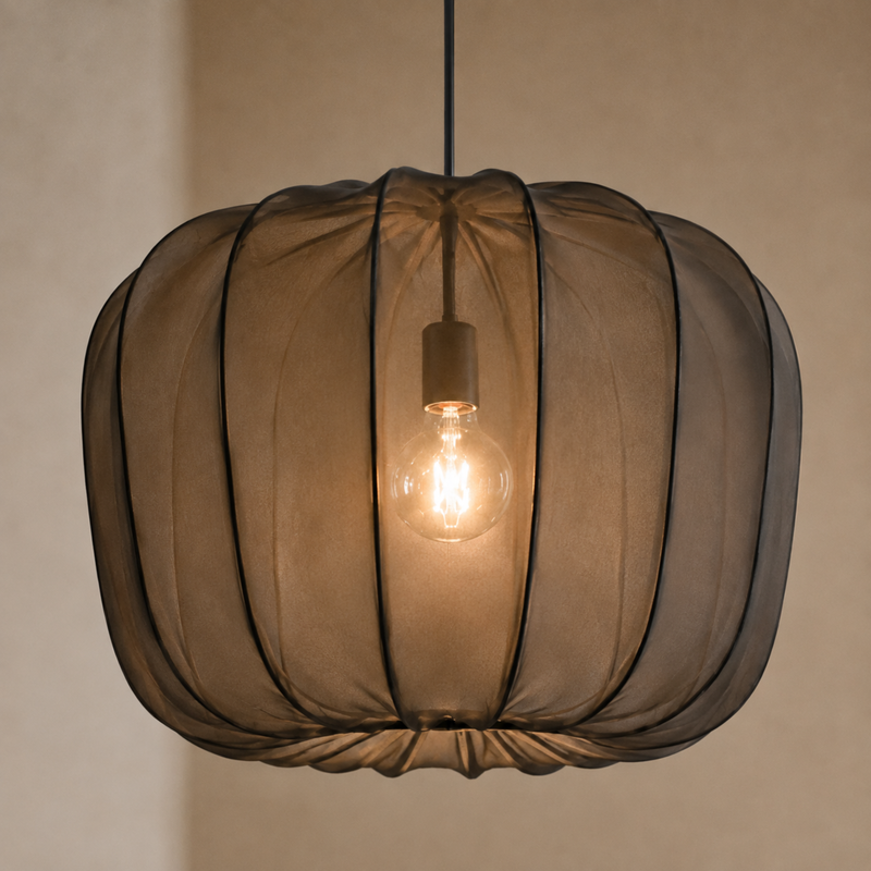 Japanische Wabi-Sabi Stoff Quadratische Pendelleuchte