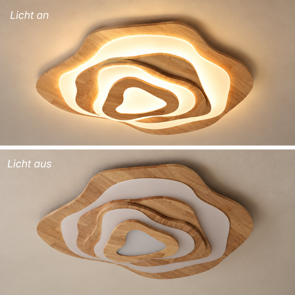 Skandinavische Massivholz LED Deckenleuchte