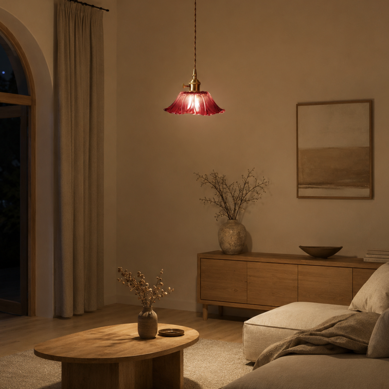 Moderne Glas Blumen LED Pendelleuchte