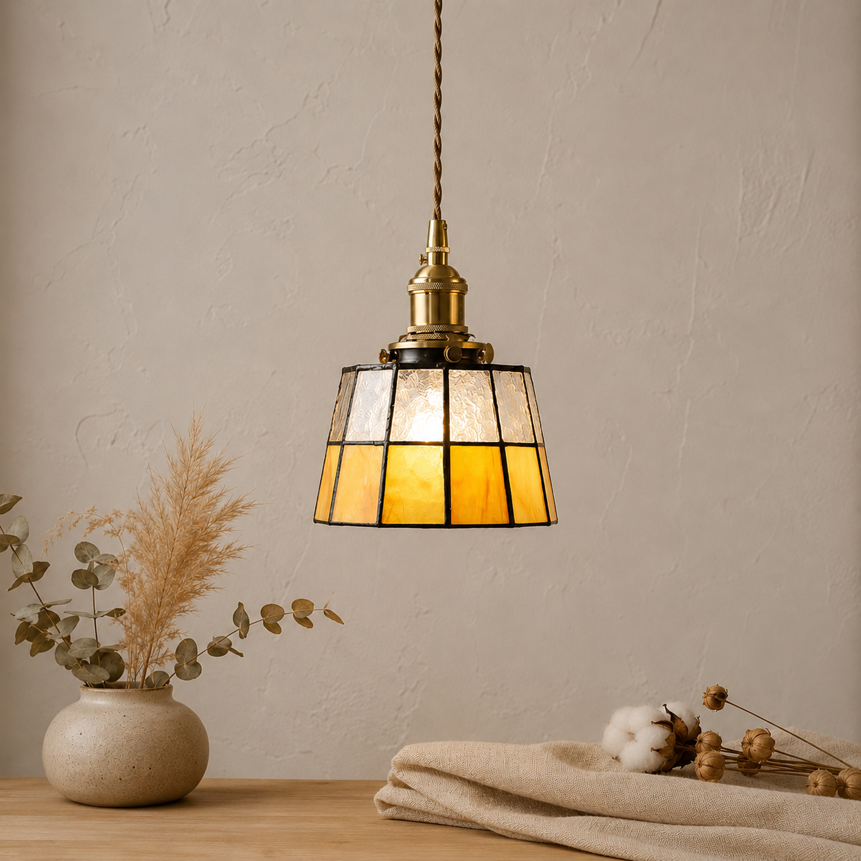 Vintage Farbglas LED Pendelleuchte
