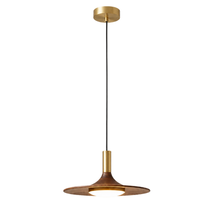 Einfache Walnuss Flying Saucer Pendelleuchte