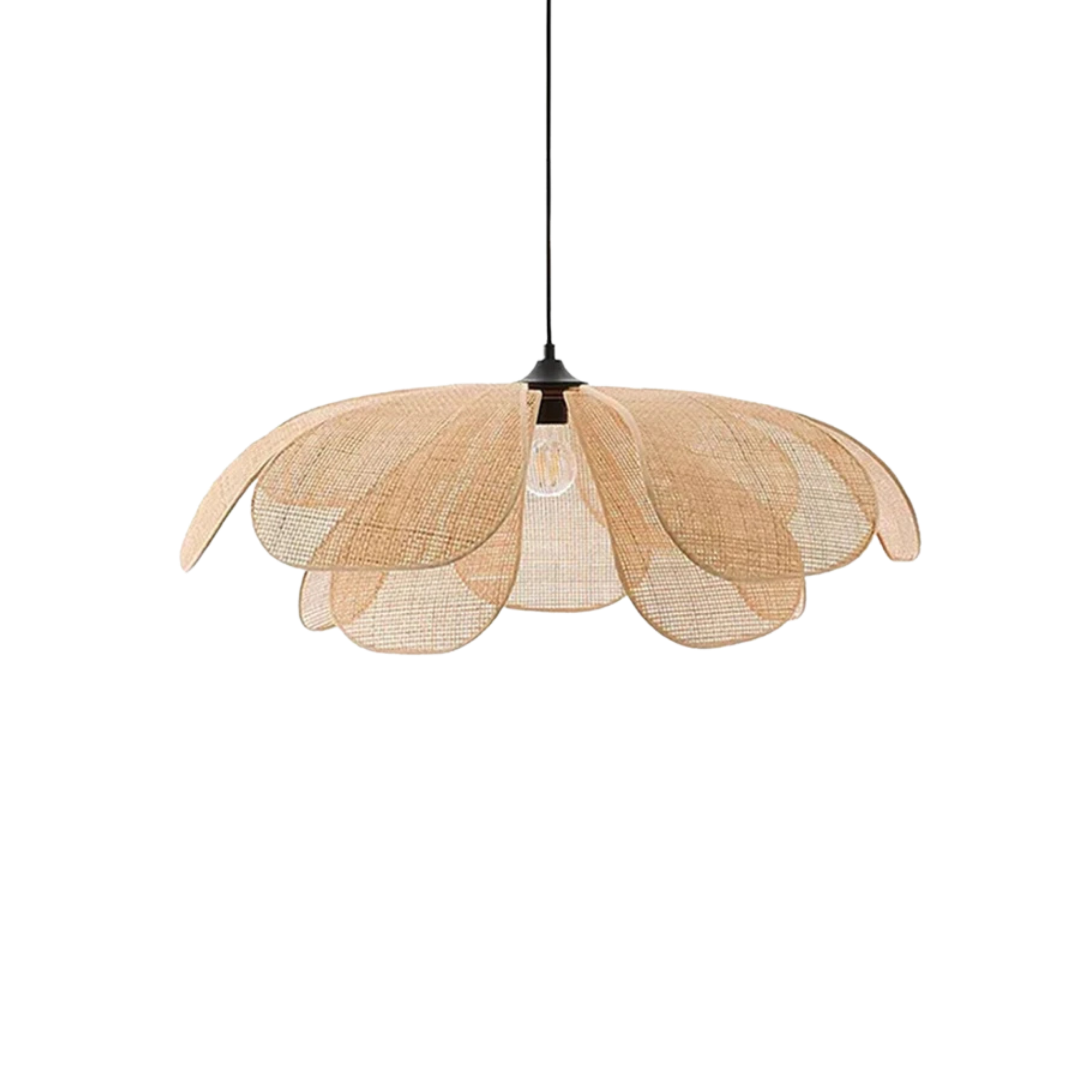 Geflochtene Rattan Hängelampe im Blüten Design