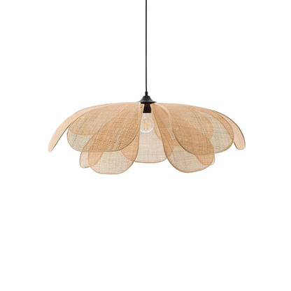 Geflochtene Rattan Hängelampe im Blüten Design