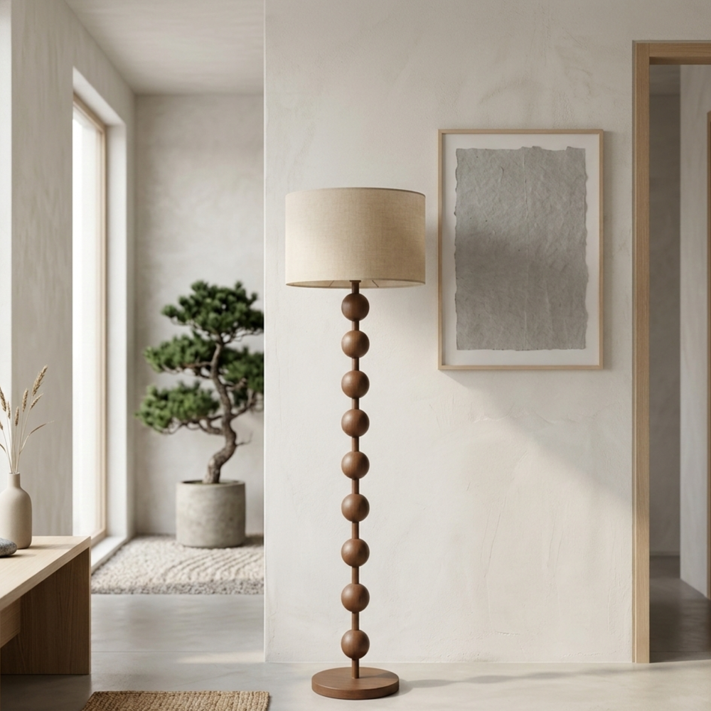 Amerikanische Walnuss Vintage Stehlampe