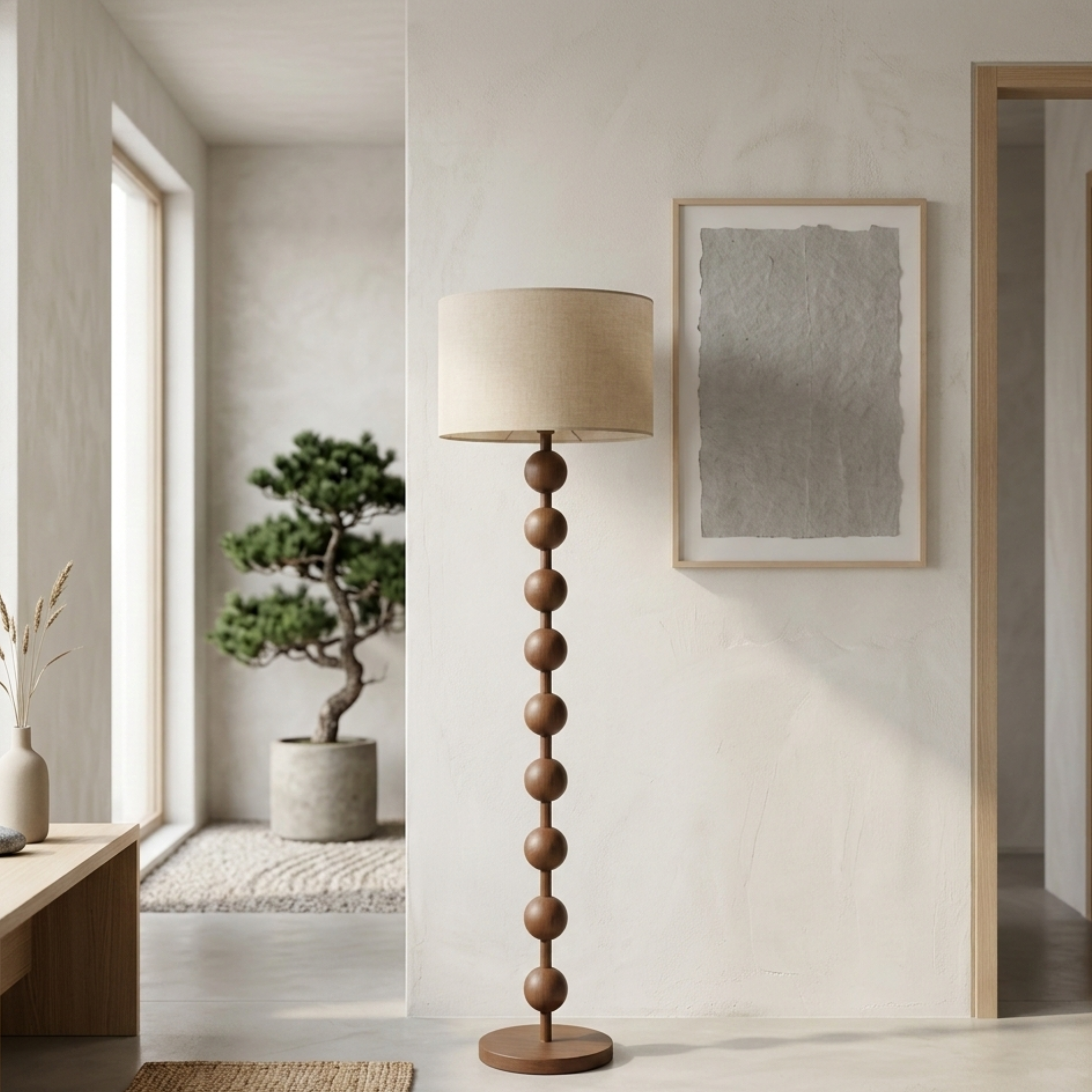 Amerikanische Walnuss Vintage Stehlampe