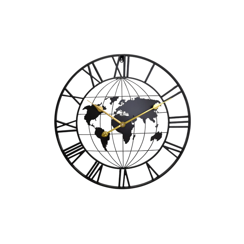 Metall Weltkarte Kugel Wanduhr