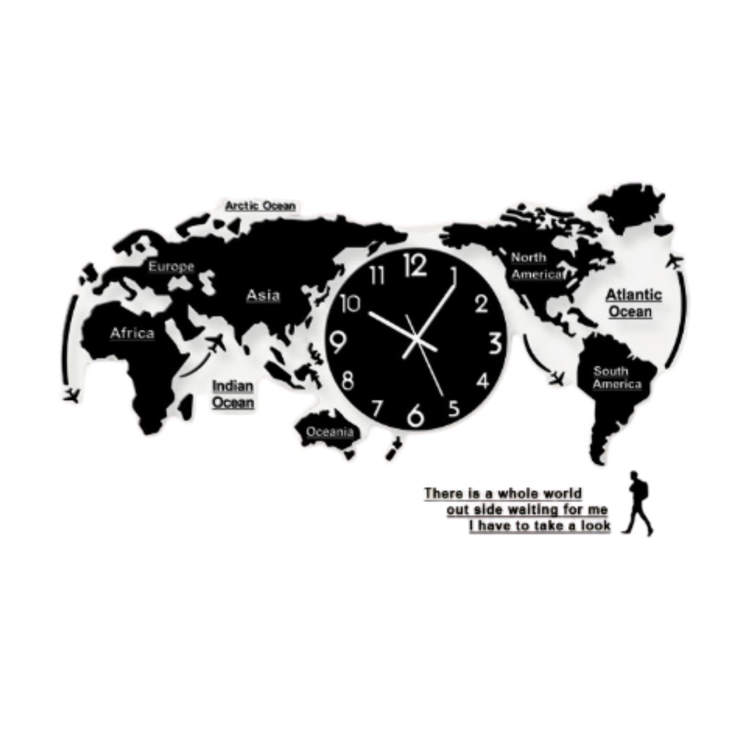 3D Weltkarte Lautlose Wanduhr