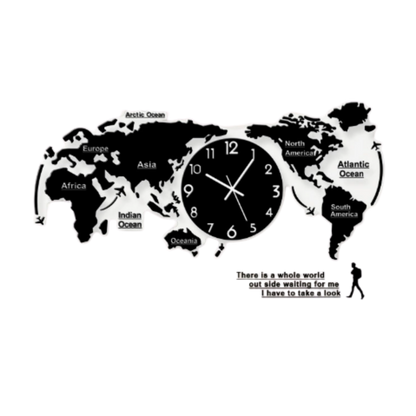 3D Weltkarte Lautlose Wanduhr