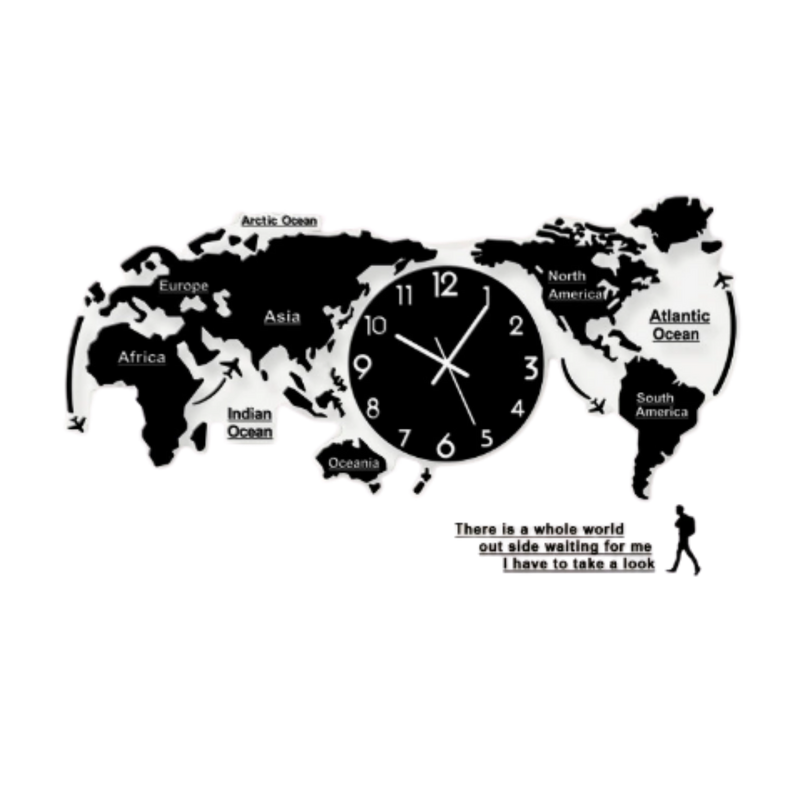 3D Weltkarte Lautlose Wanduhr