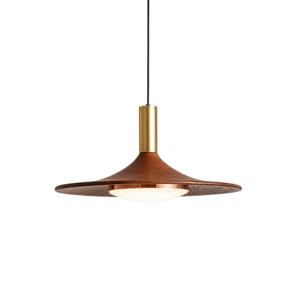Einfache Walnuss Flying Saucer Pendelleuchte
