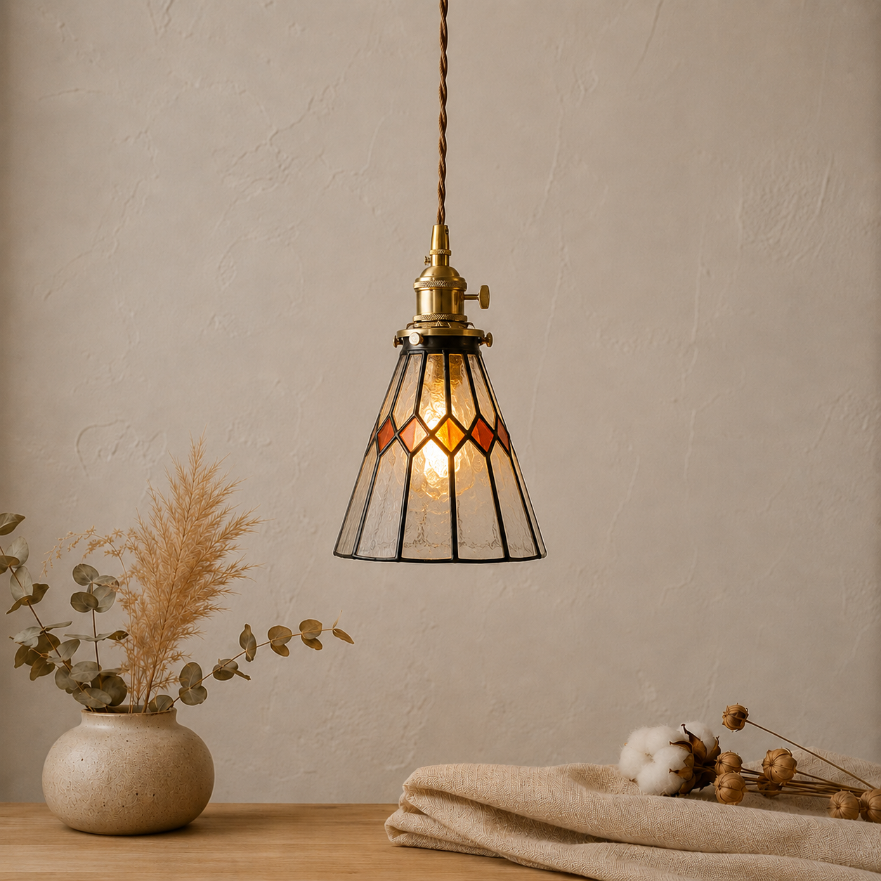 Vintage Farbglas LED Pendelleuchte