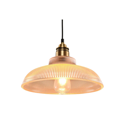 Retro Pendelleuchte mit Geripptem Schirm