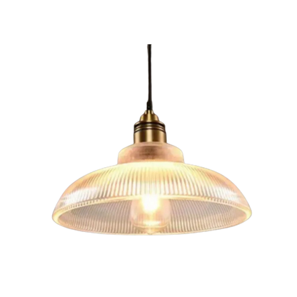 Retro Pendelleuchte mit Geripptem Schirm