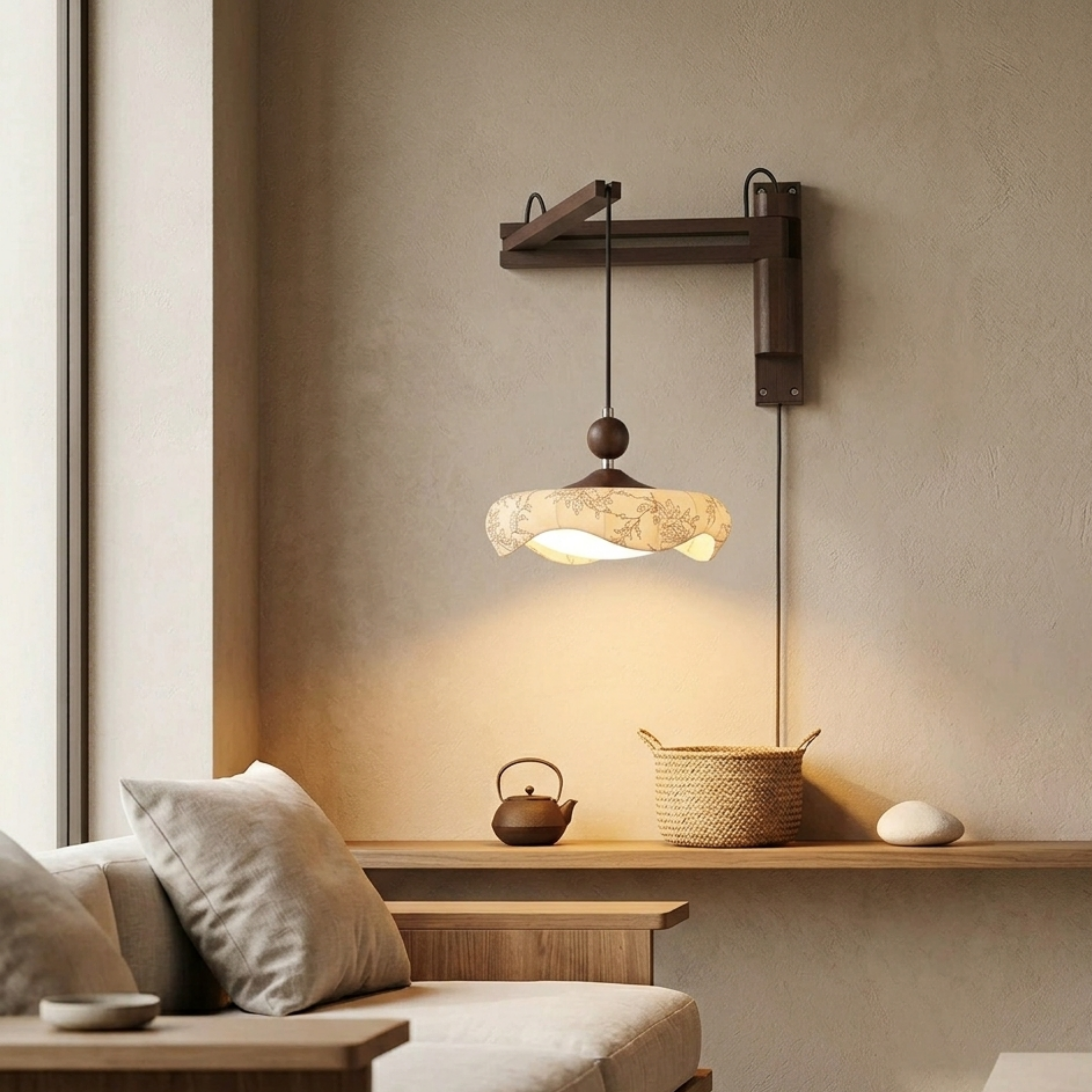 Retro LED Wandlampe mit Stoffschirm