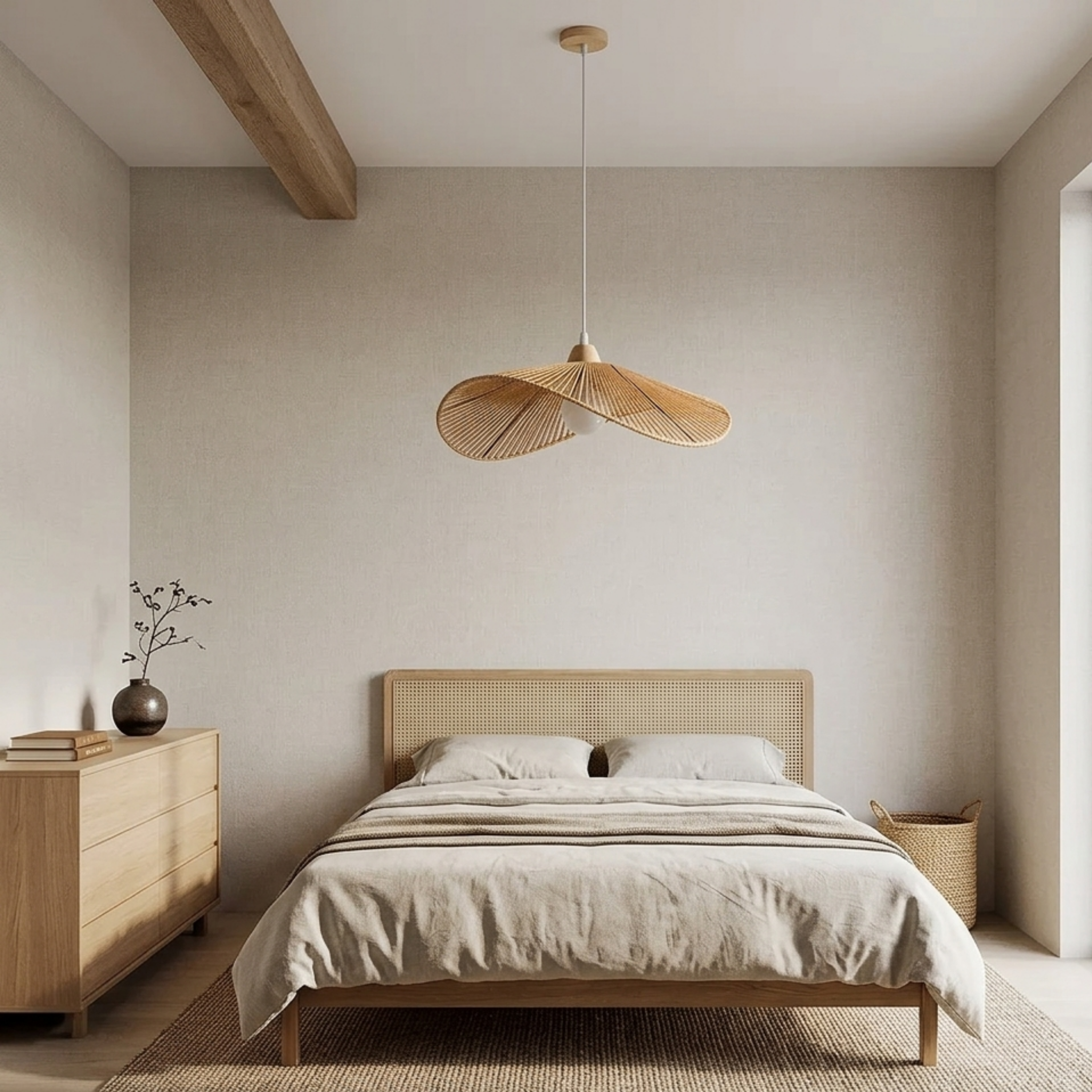 Nordische Wabi Sabi Rattan Pendelleuchte