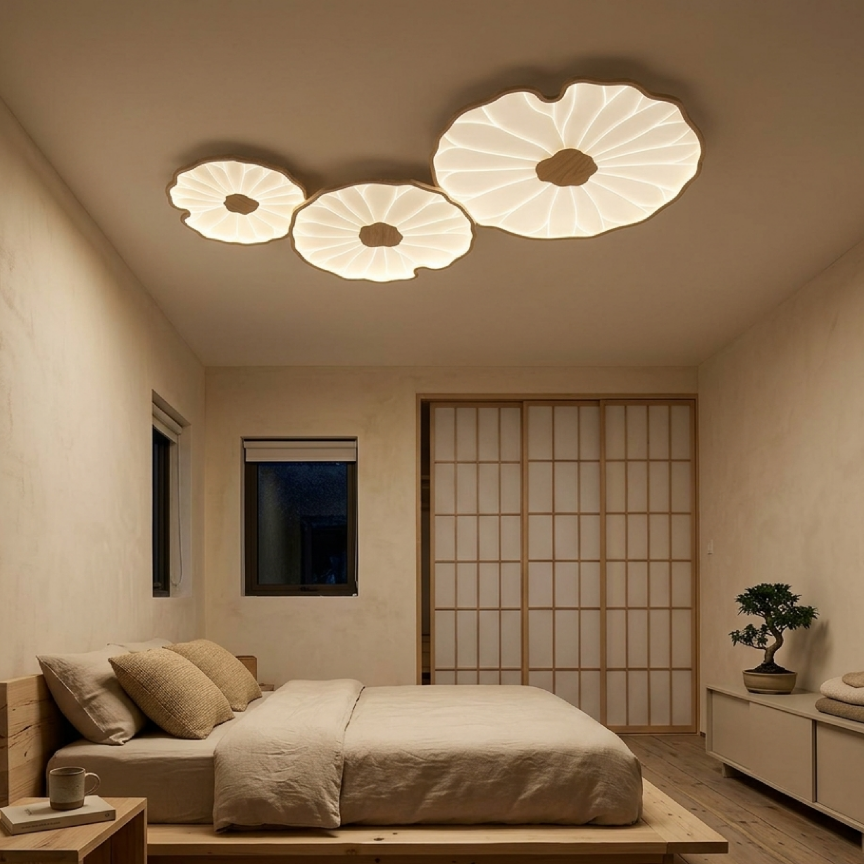 Moderne LED Deckenleuchte mit Holzoptik Finish
