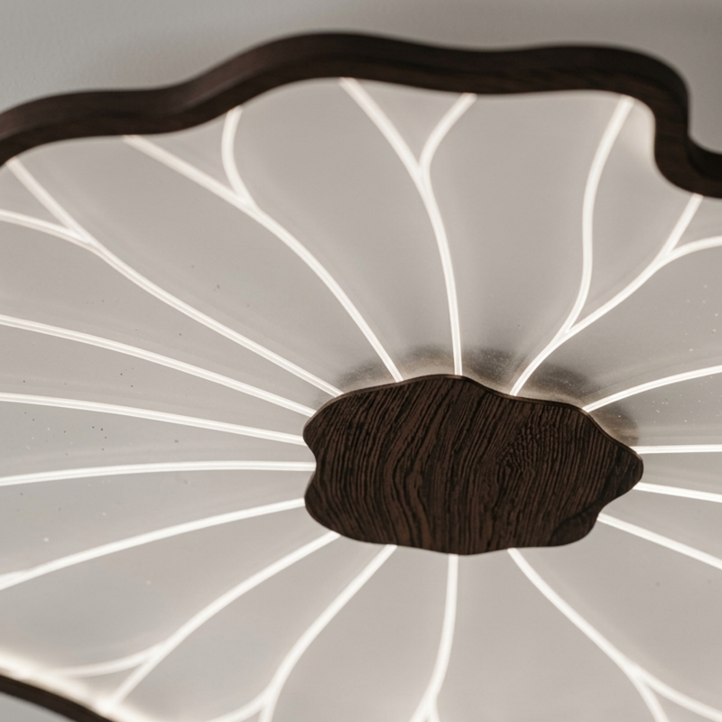 Moderne LED Deckenleuchte mit Holzoptik Finish