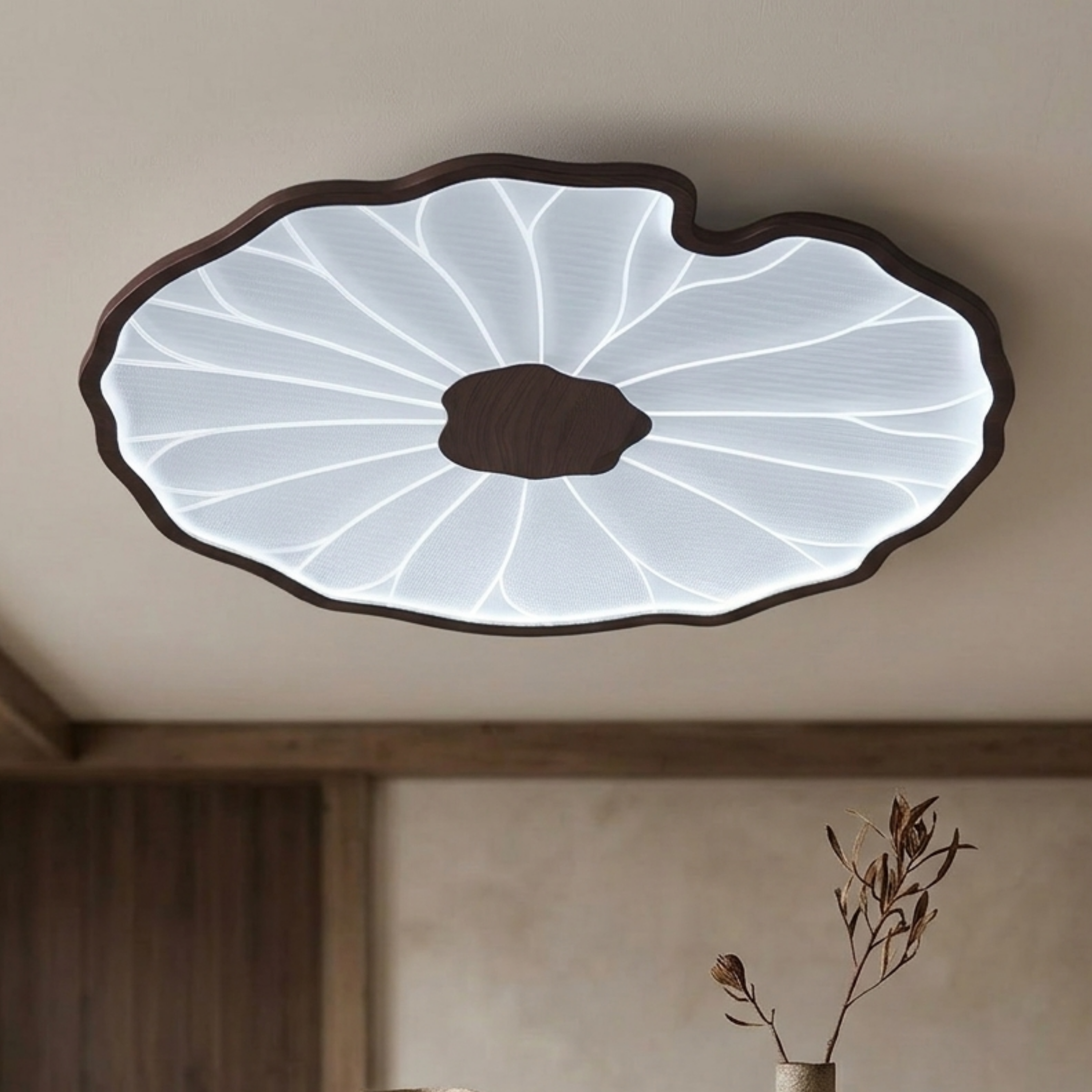 Moderne LED Deckenleuchte mit Holzoptik Finish