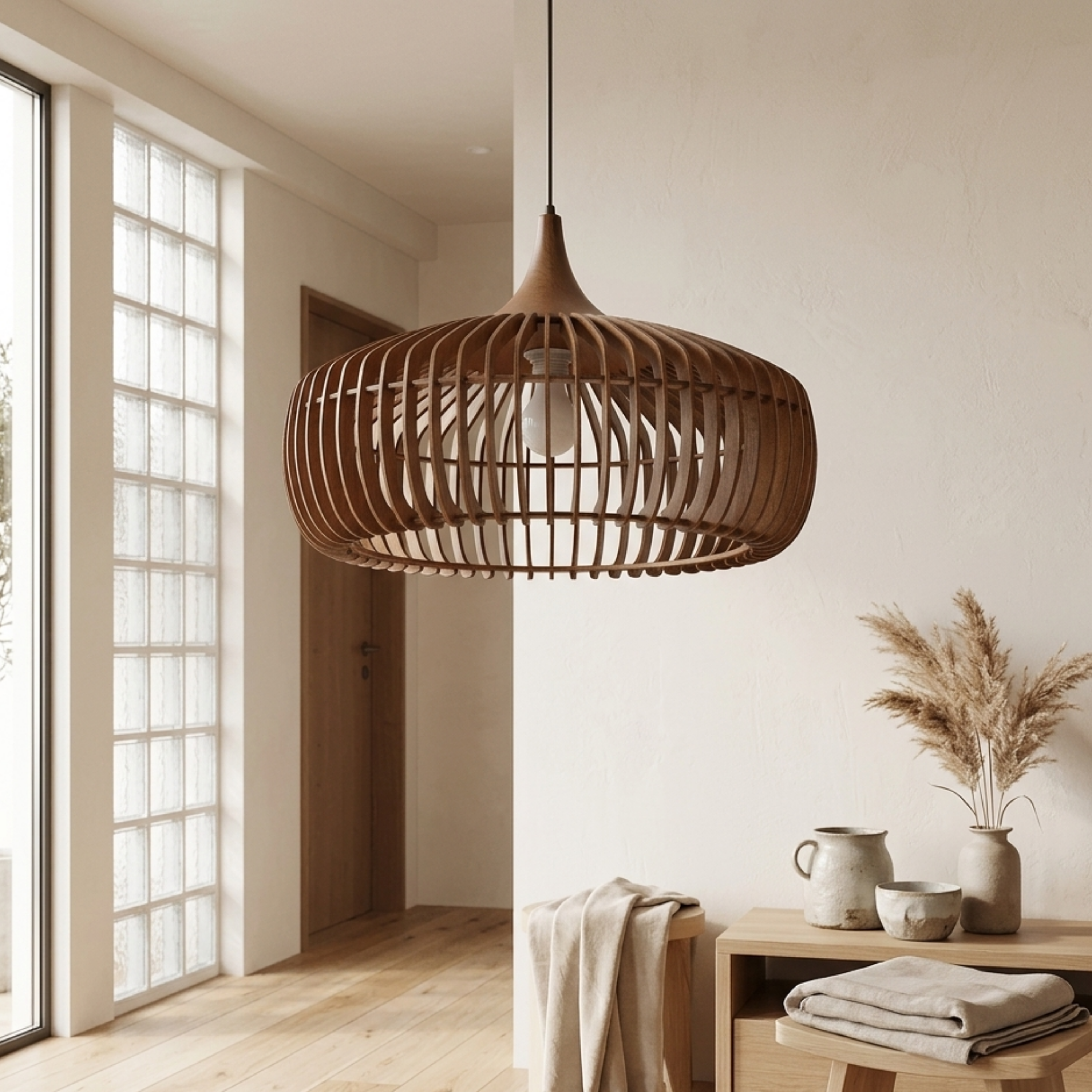 Japanische Wabi Sabi Holz Hängelampe
