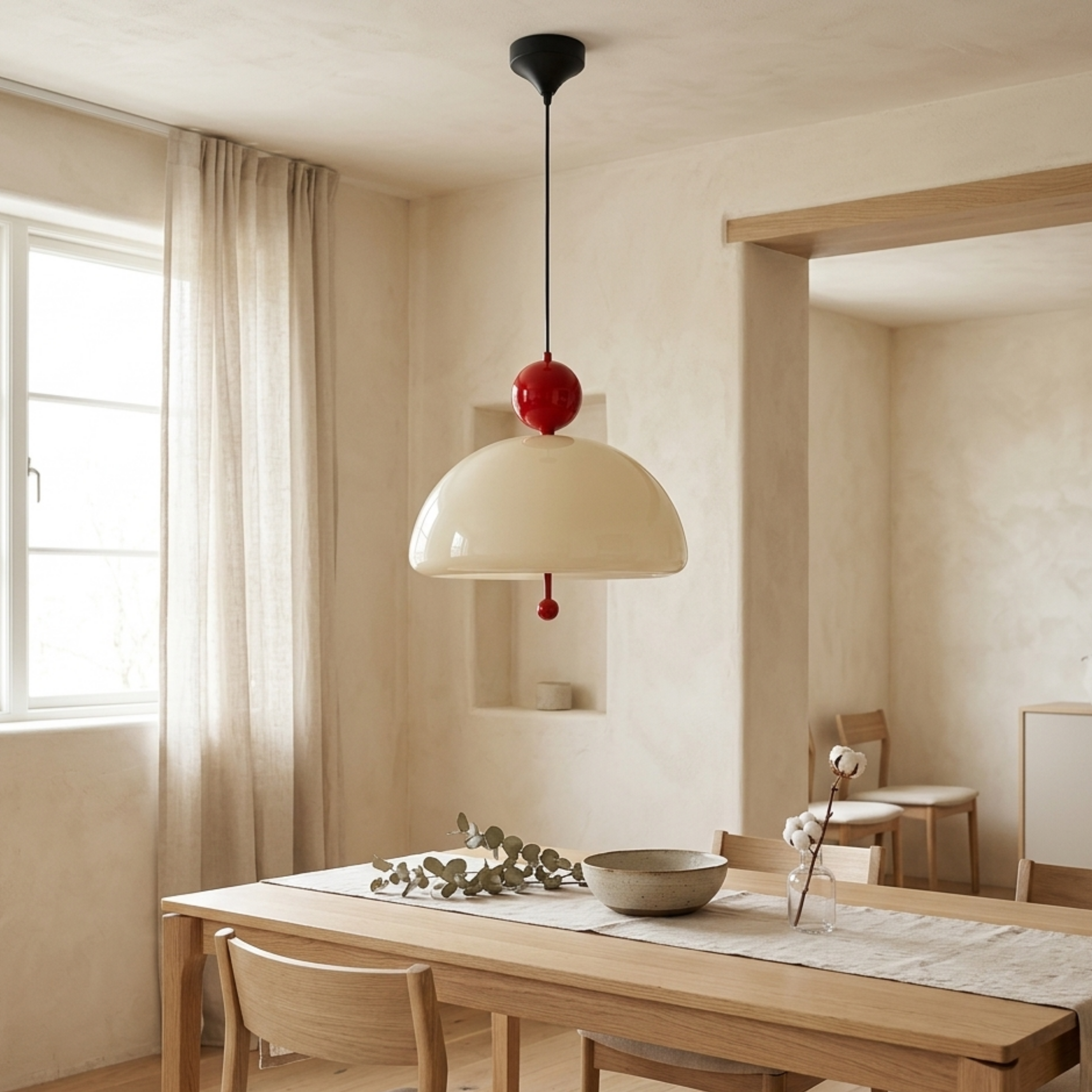 Avantgarde Glas Hängelampe im Bauhaus Stil mit Mittelalterlichen Farben