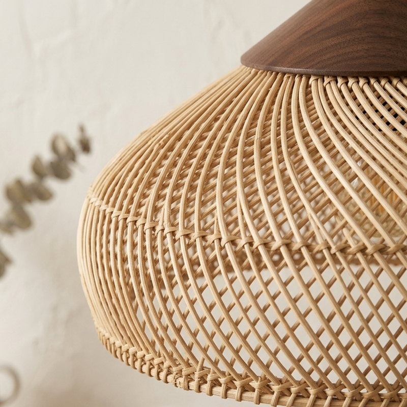 Vintage Rattan Deckenleuchte
