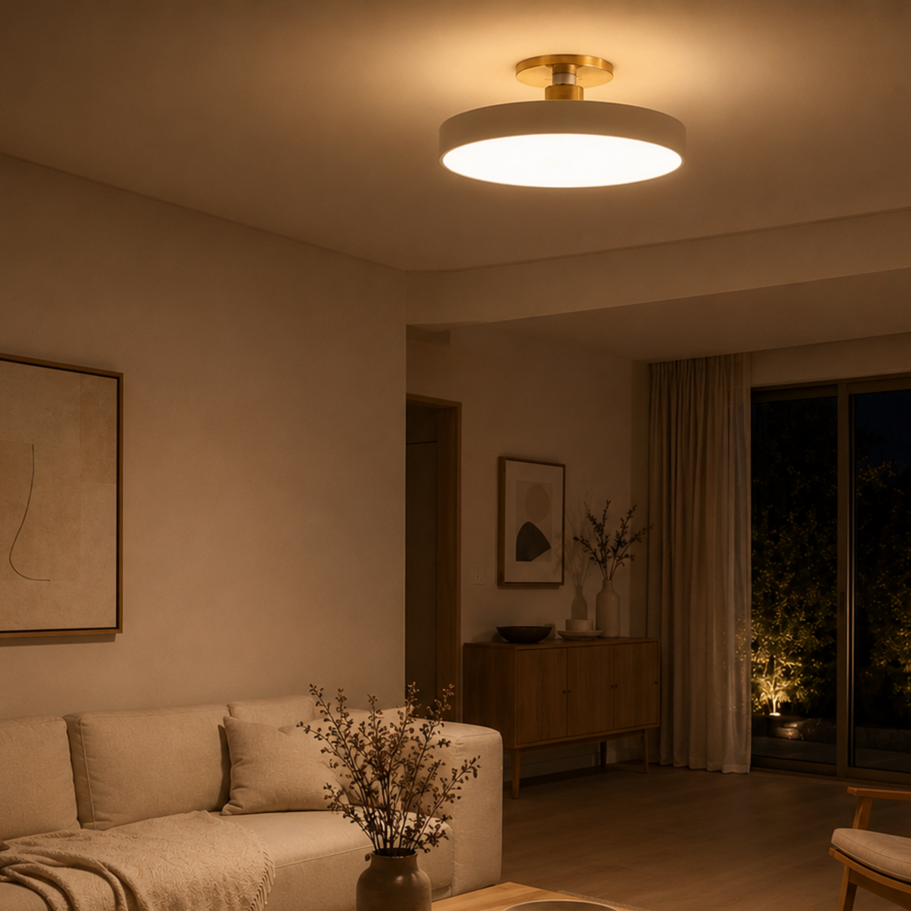 Runde Nordische Semi Flush Deckenleuchte