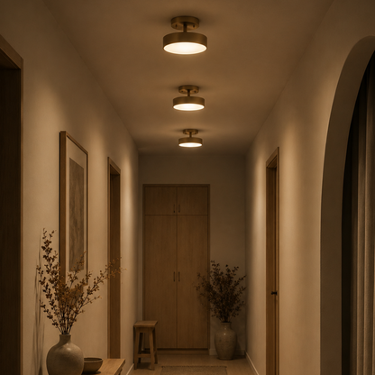 Moderne Nordische Runde Kupfer LED Deckenleuchte