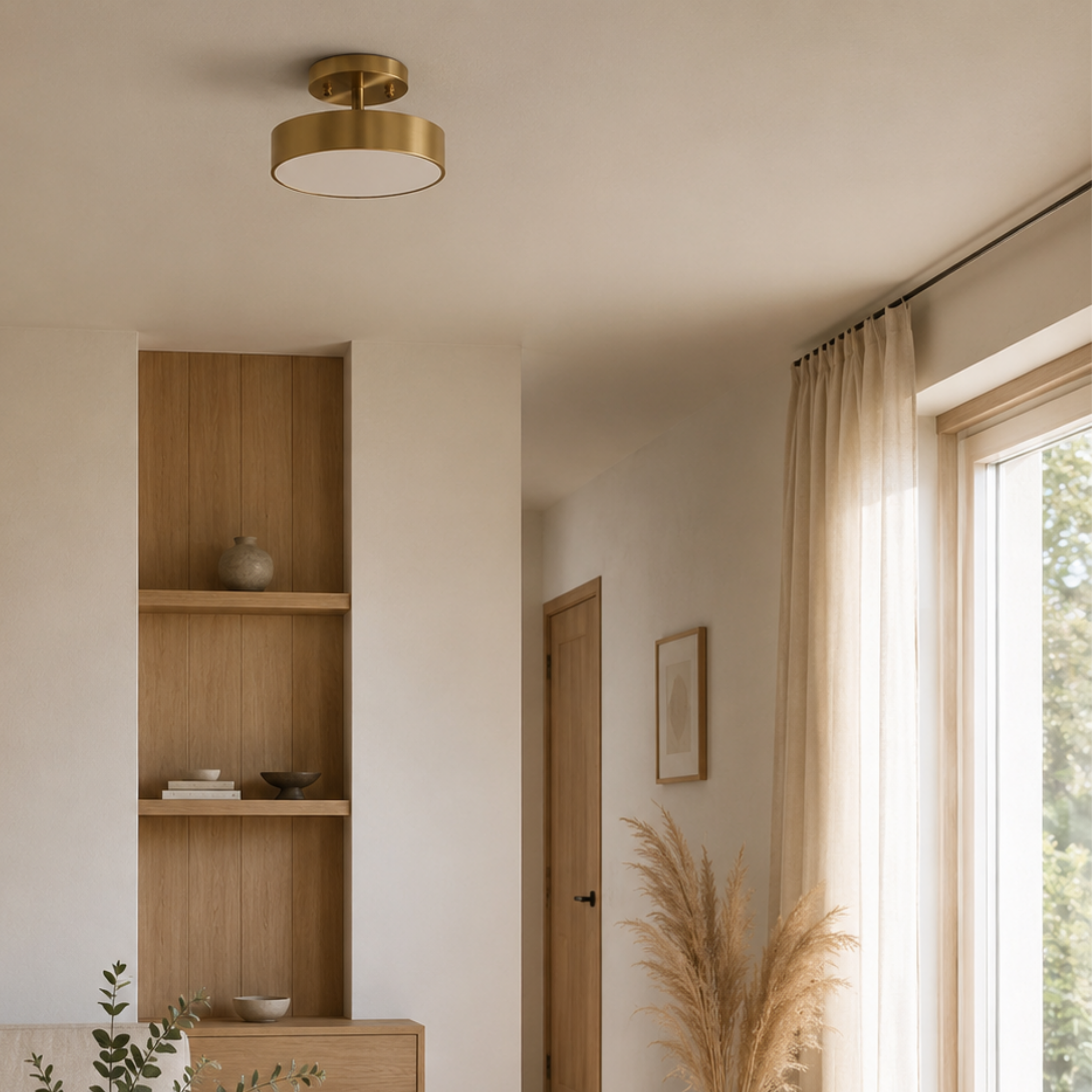 Moderne Nordische Runde Kupfer LED Deckenleuchte